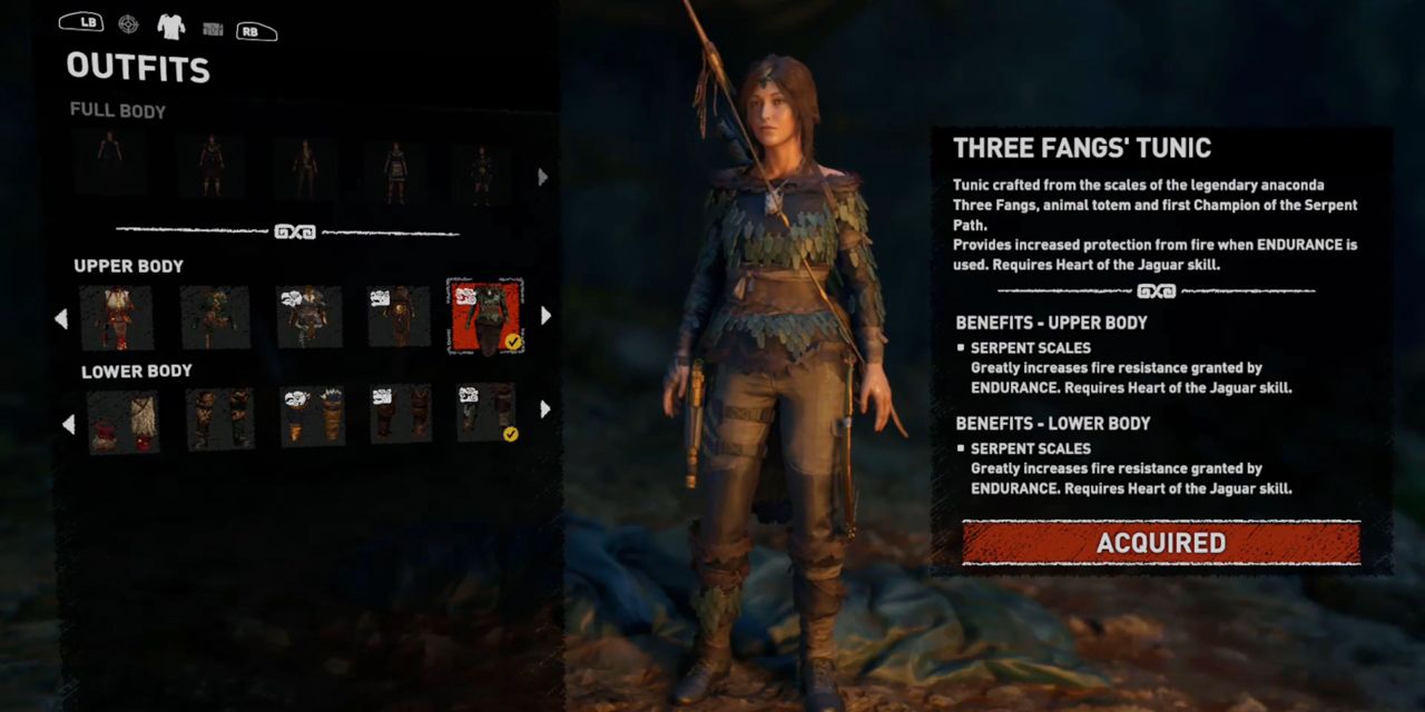 The Three Fangs' Tunic outfit in Shadow of the Tomb Raider