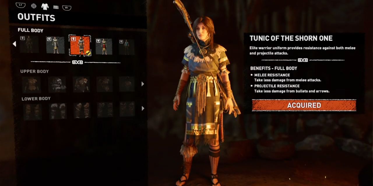 The Tunic of the Shorn One outfit in Shadow of the Tomb Raider