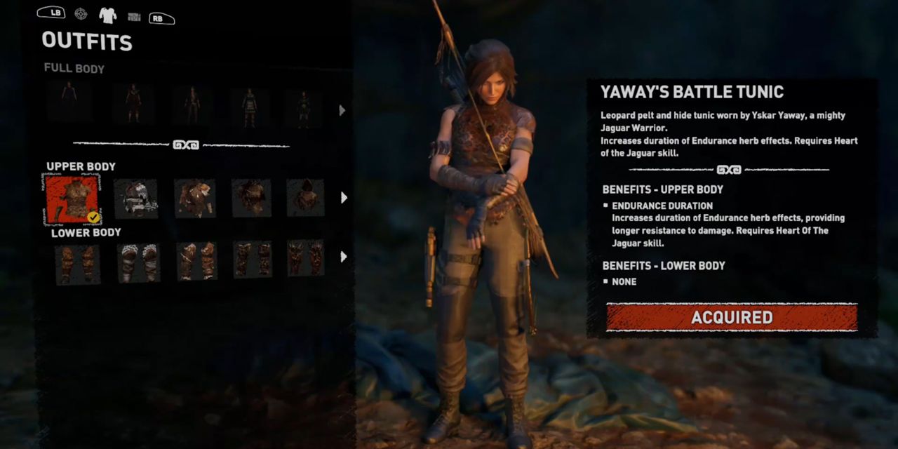 The Yaway's Battle Tunic outfit in Shadow of the Tomb Raider