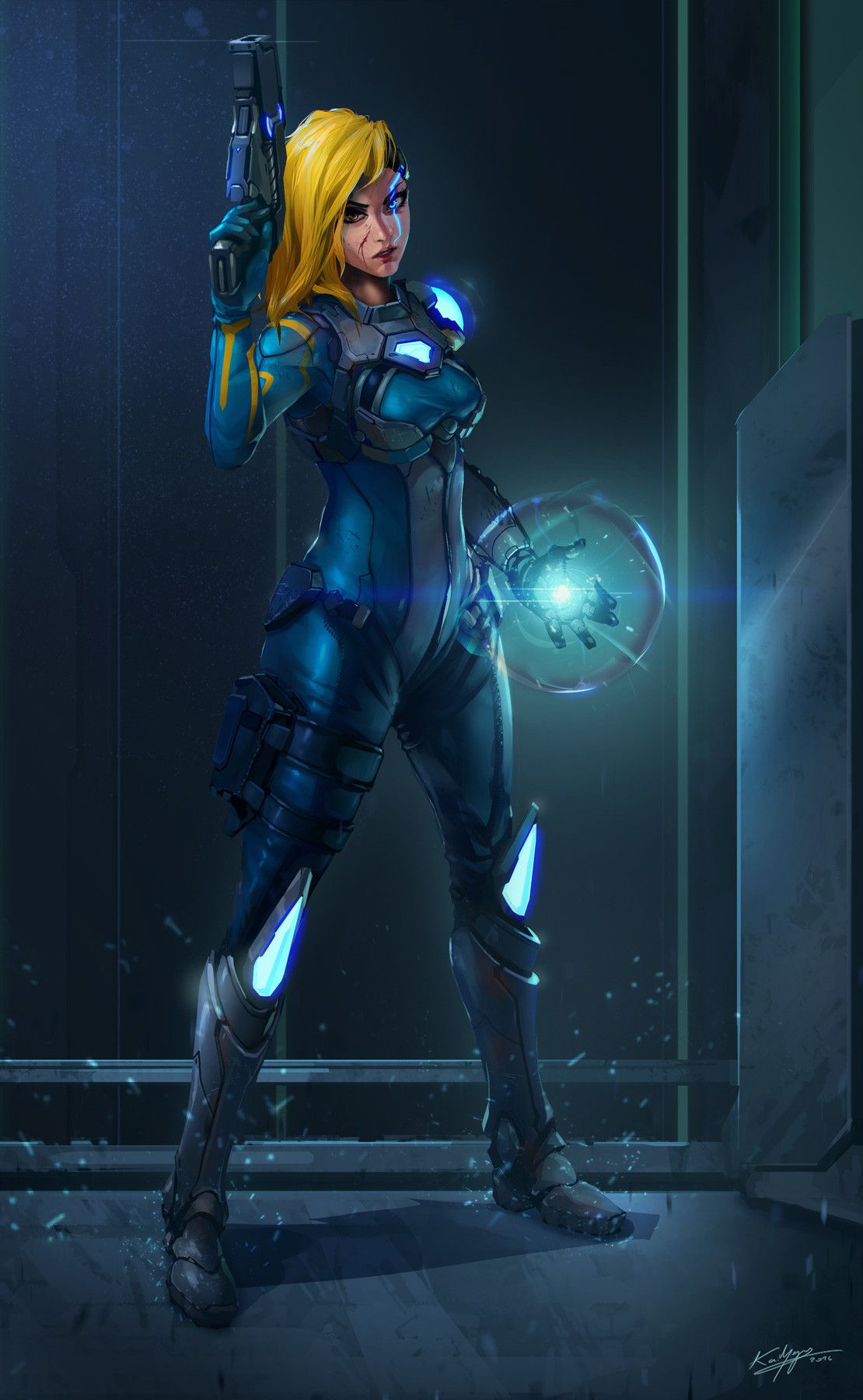 Cyberpunk fan art of Samus