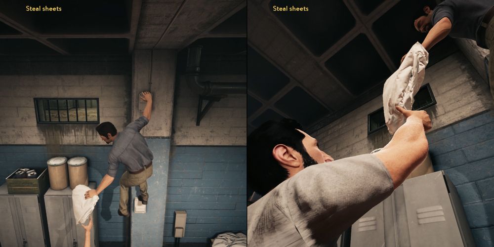 Leo and Vince stealing sheets in A Way Out