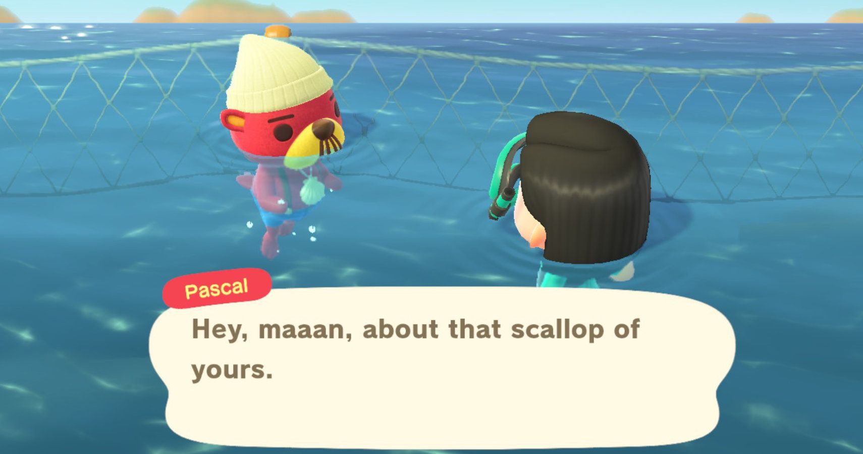 Pascal asking for a scallop.