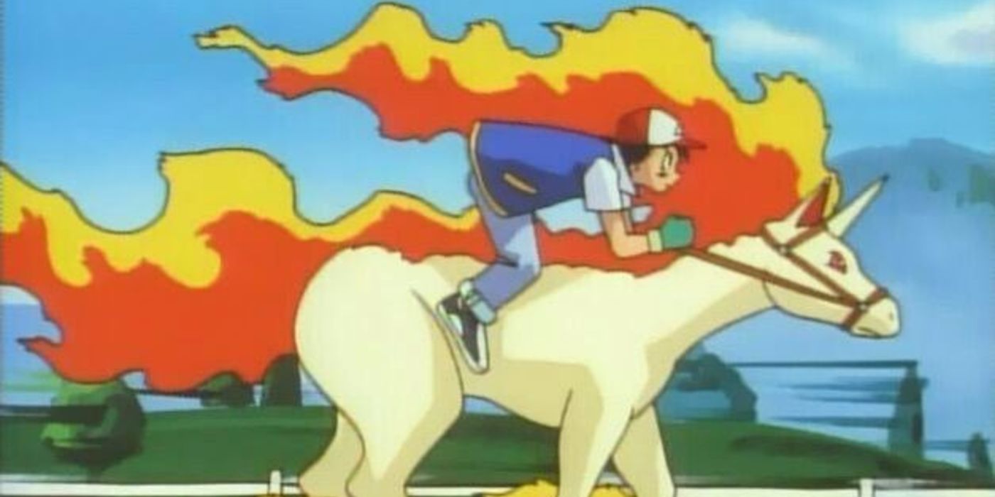 Ash Riding Rapidash, Pokemon Anime, How