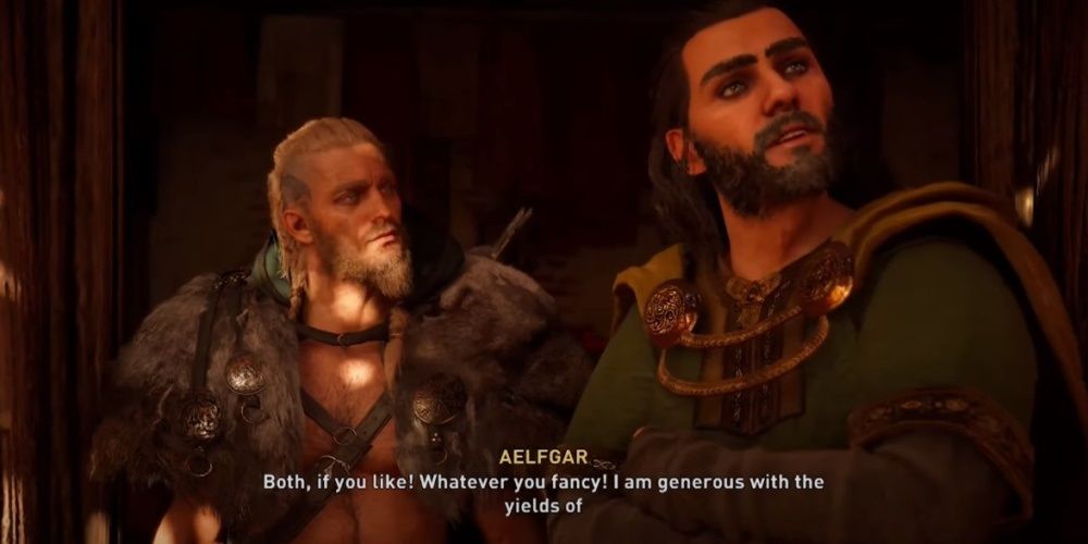 Assassin's Creed Valhalla Eivor Conversing With Aelfgar