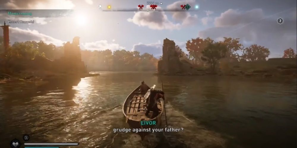 Assassin's Creed Valhalla Eivor Escorting Hunwald Down The River