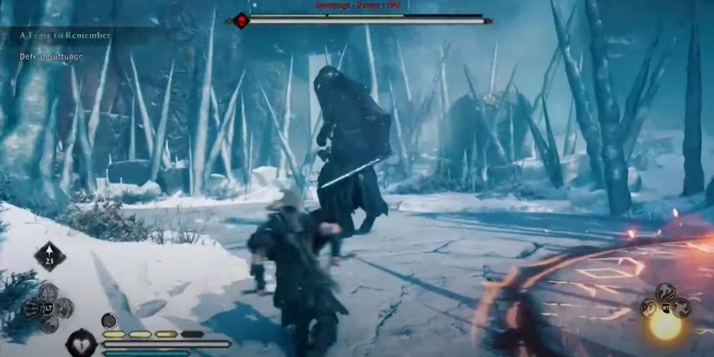 Assassin's Creed Valhalla Engaging In A Battle With Suttungr