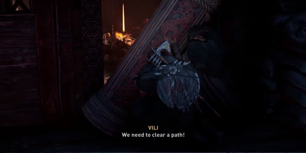 Assassin's Creed Valhalla Lifting A Pillar With Vili