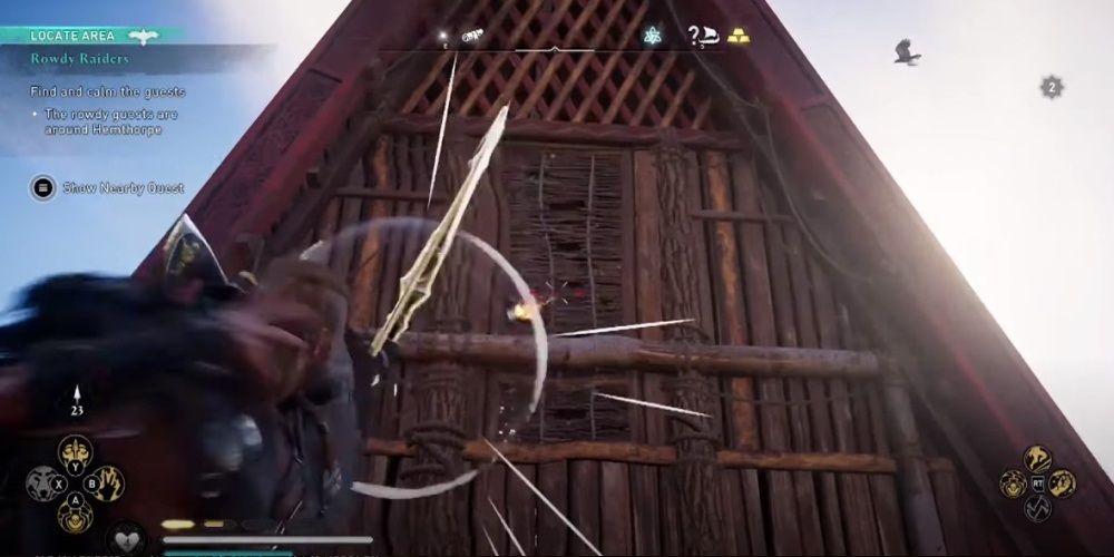 Assassin's Creed Valhalla Shooting A Wooden Window In The Back Of A House