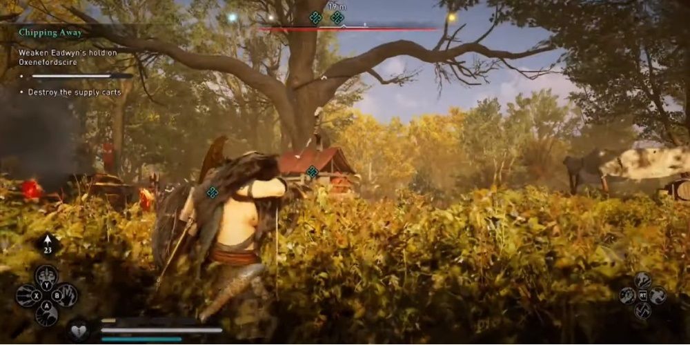 Assassins Creed Valhalla Shooting An Explosive Barrel On A Cart