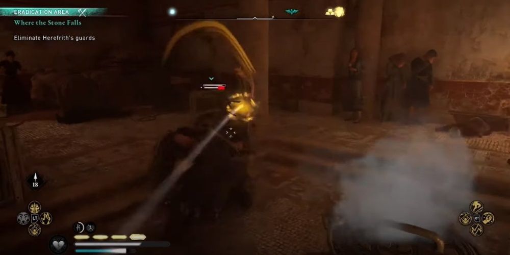 Assassin's Creed Valhalla Swinging At Axe Down Upon Herefrith's Guards