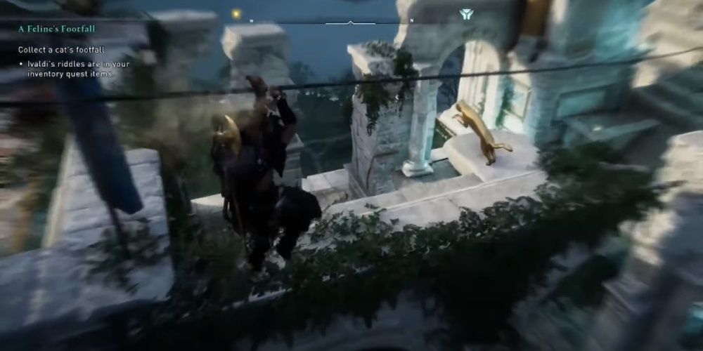 Assassin's Creed Valhalla Using Zipline To Get To The Cat Statue