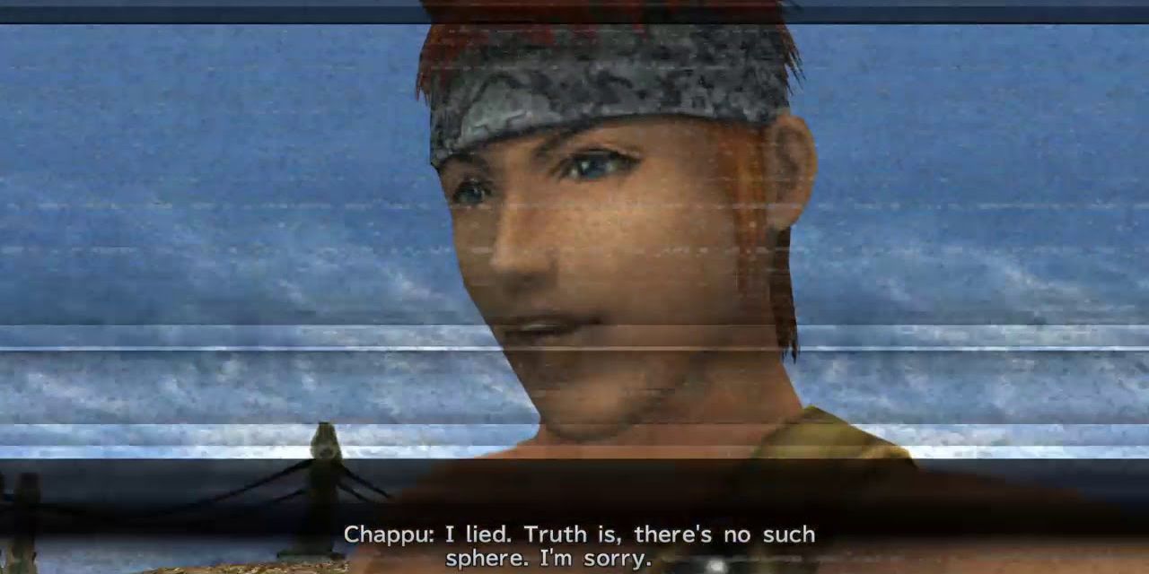 Wakka's brother Chappu leaving a sphere message in FF10-2