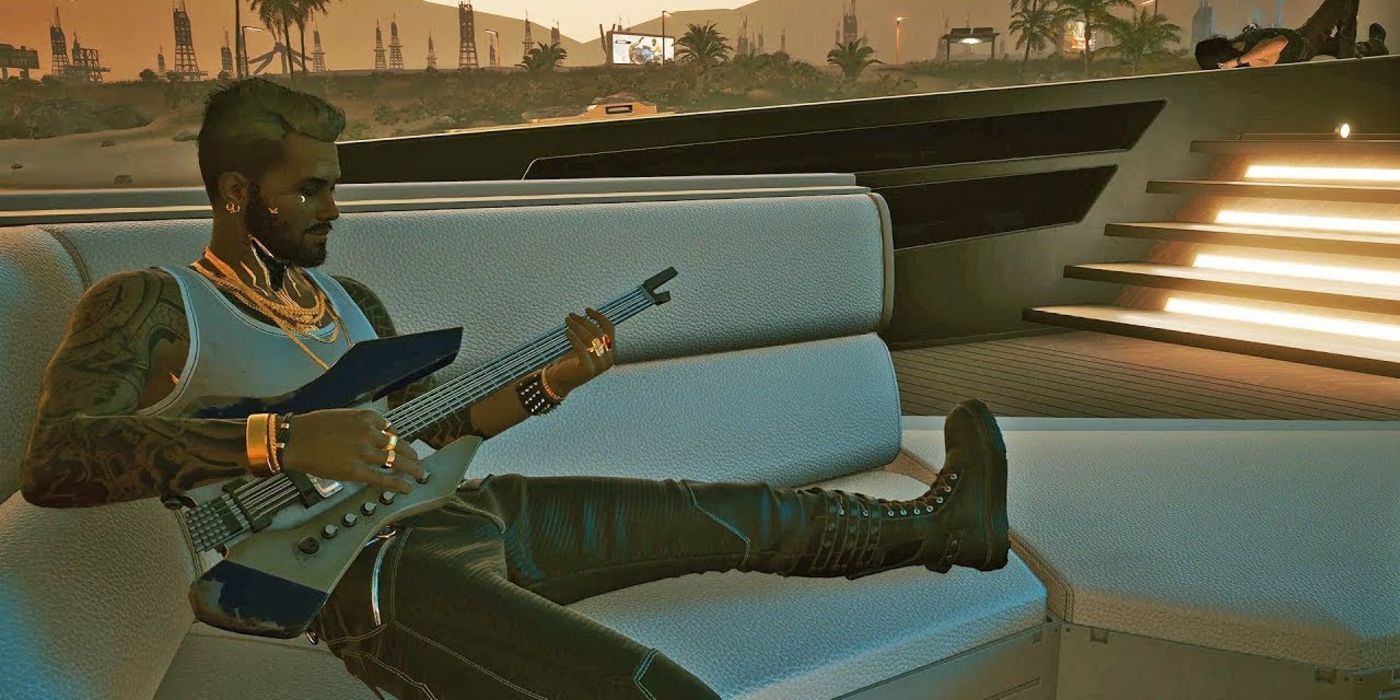 Cyberpunk 2077 kerry sitting in his yacht