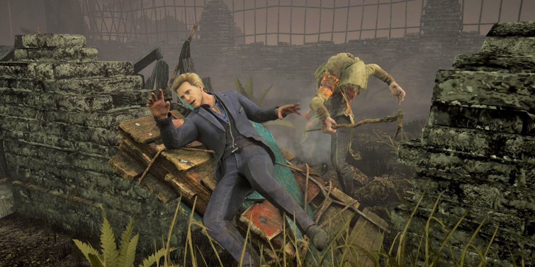 dead by daylight: felix jumping over pallet from the blight 