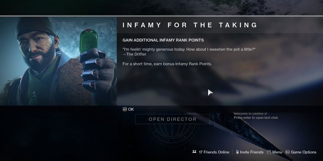 Destiny 2 Infamy Increase Message