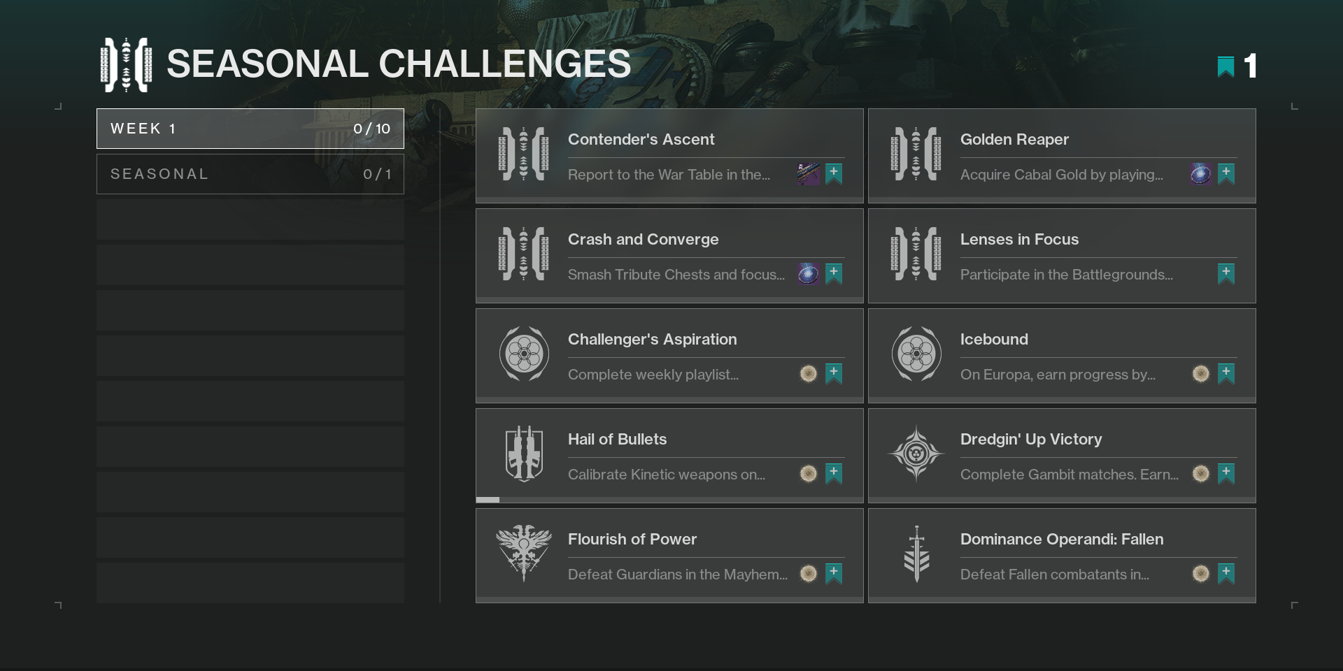 Destiny 2 Seasonal Challenges Week 1