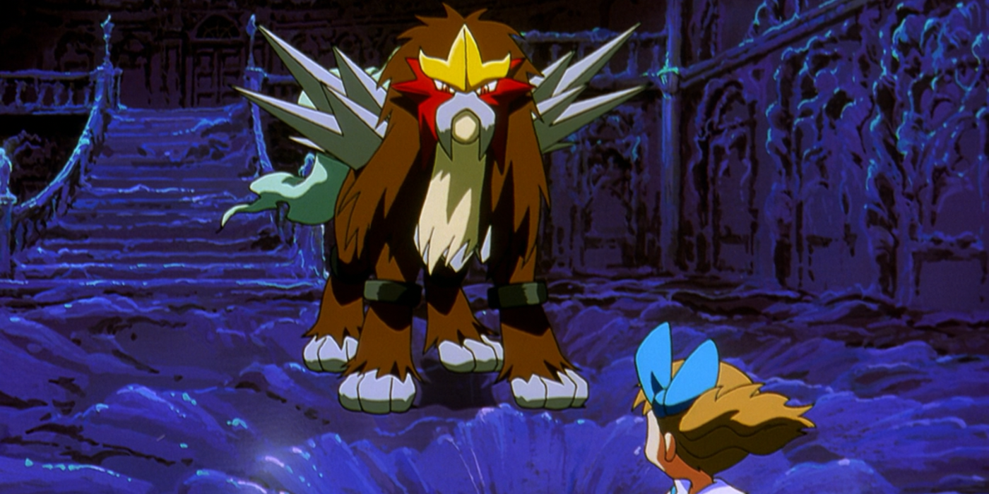 Entei And Molly in a crystal castle from Pokemon 3 The Movie Spell Of The Unown