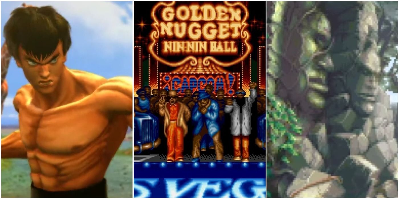 split image Street Fighter Golden Nugget stage Fei Long Urien's stage