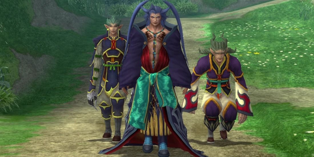 Seymour Guado wearing a bizarre combination of robes in Final Fantasy X