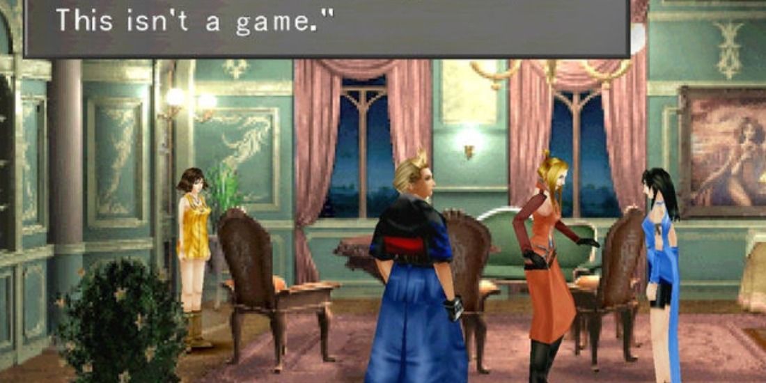 Quistis in her tight orange dress in a hotel from Final Fantasy 8
