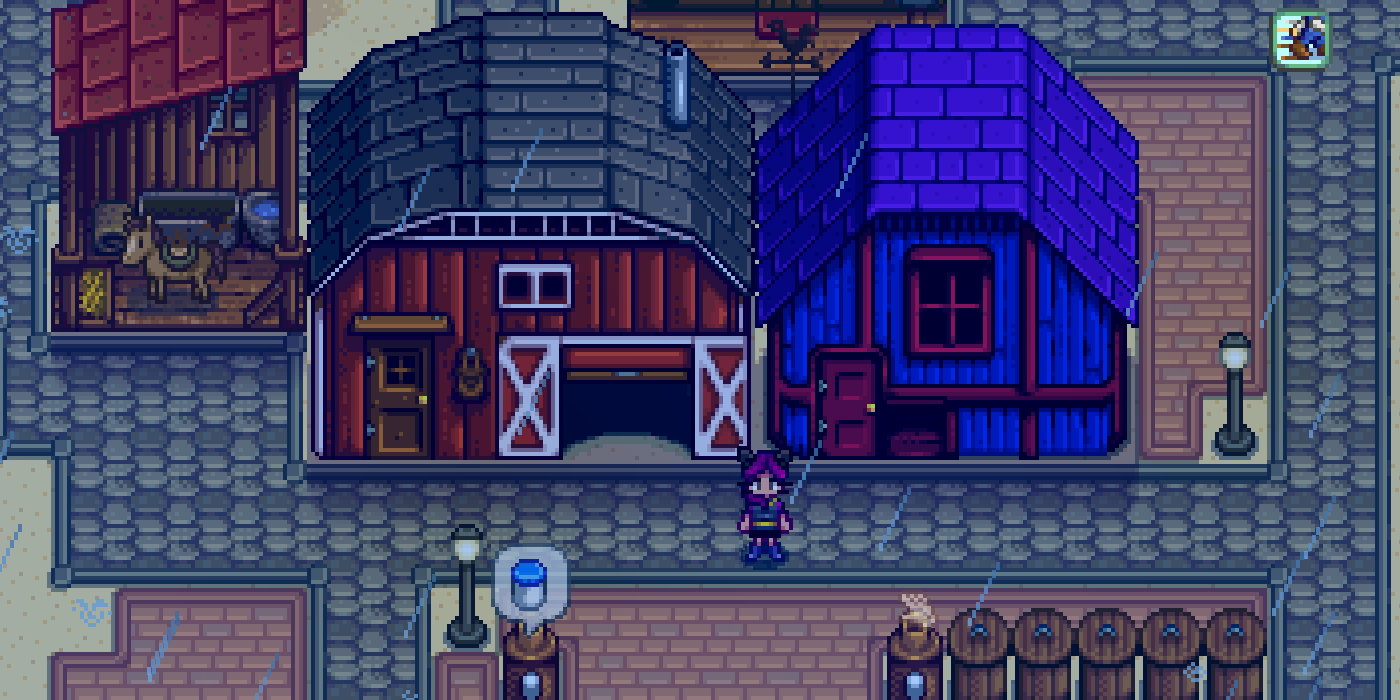 Fully Upgraded Coop and Barn in Stardew Valley