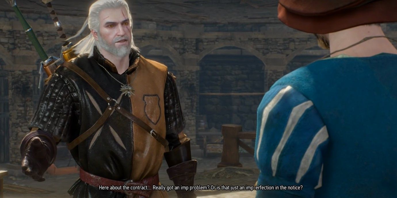 Geralt makes a pun in Novigrad in Witcher 3