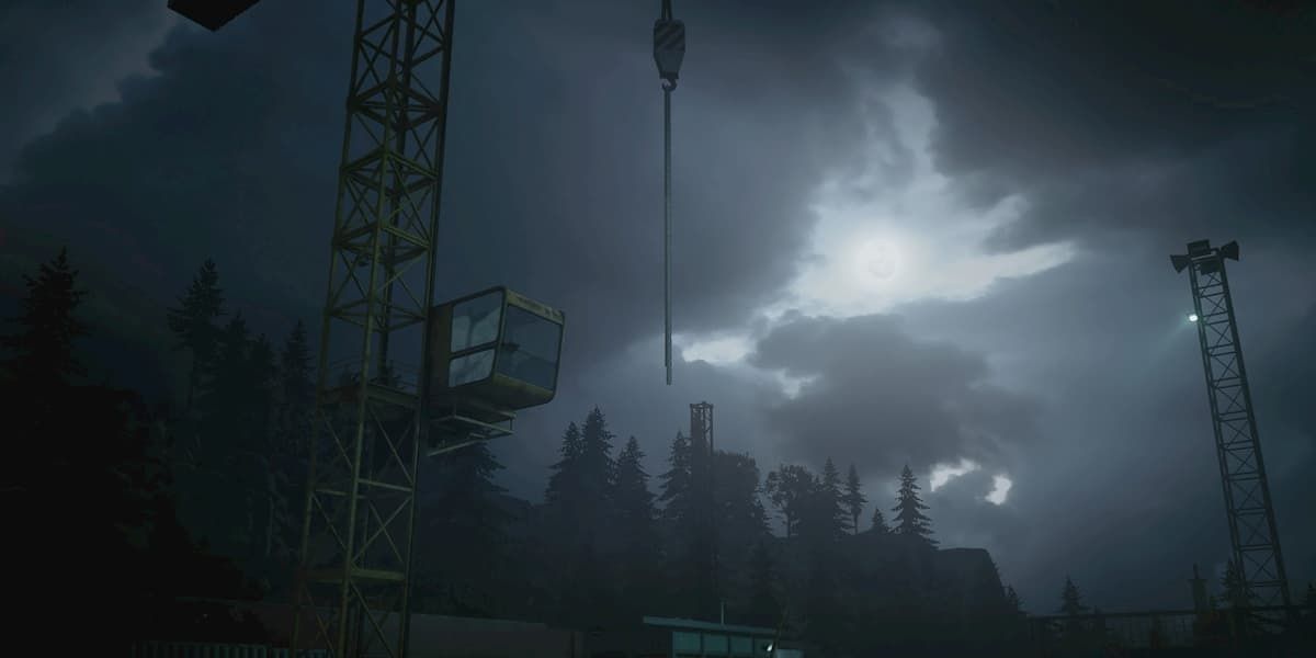 Screenshot of the crane in Berlin with a grey sky in the background