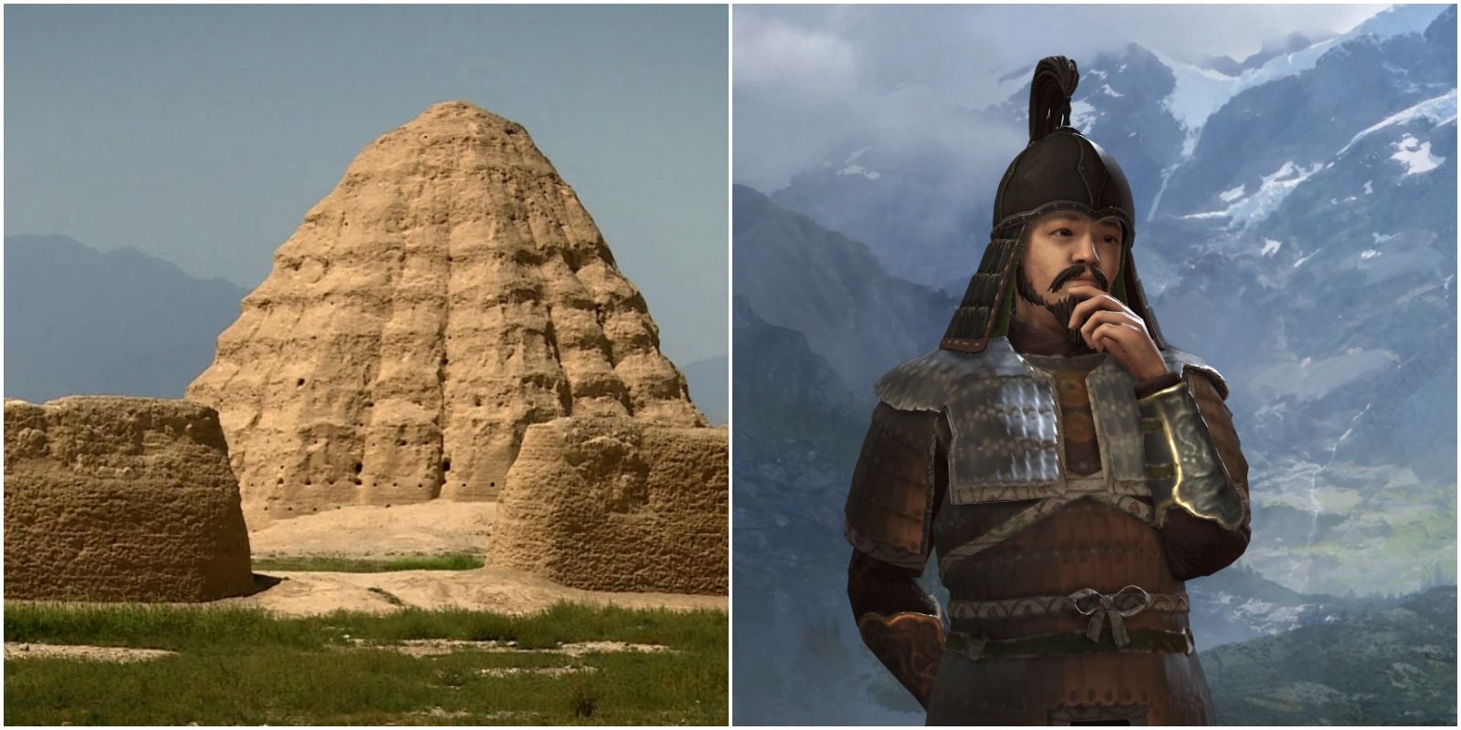 Hsexje Religion: Tangut Mound and Warrior in Mountains from CK3