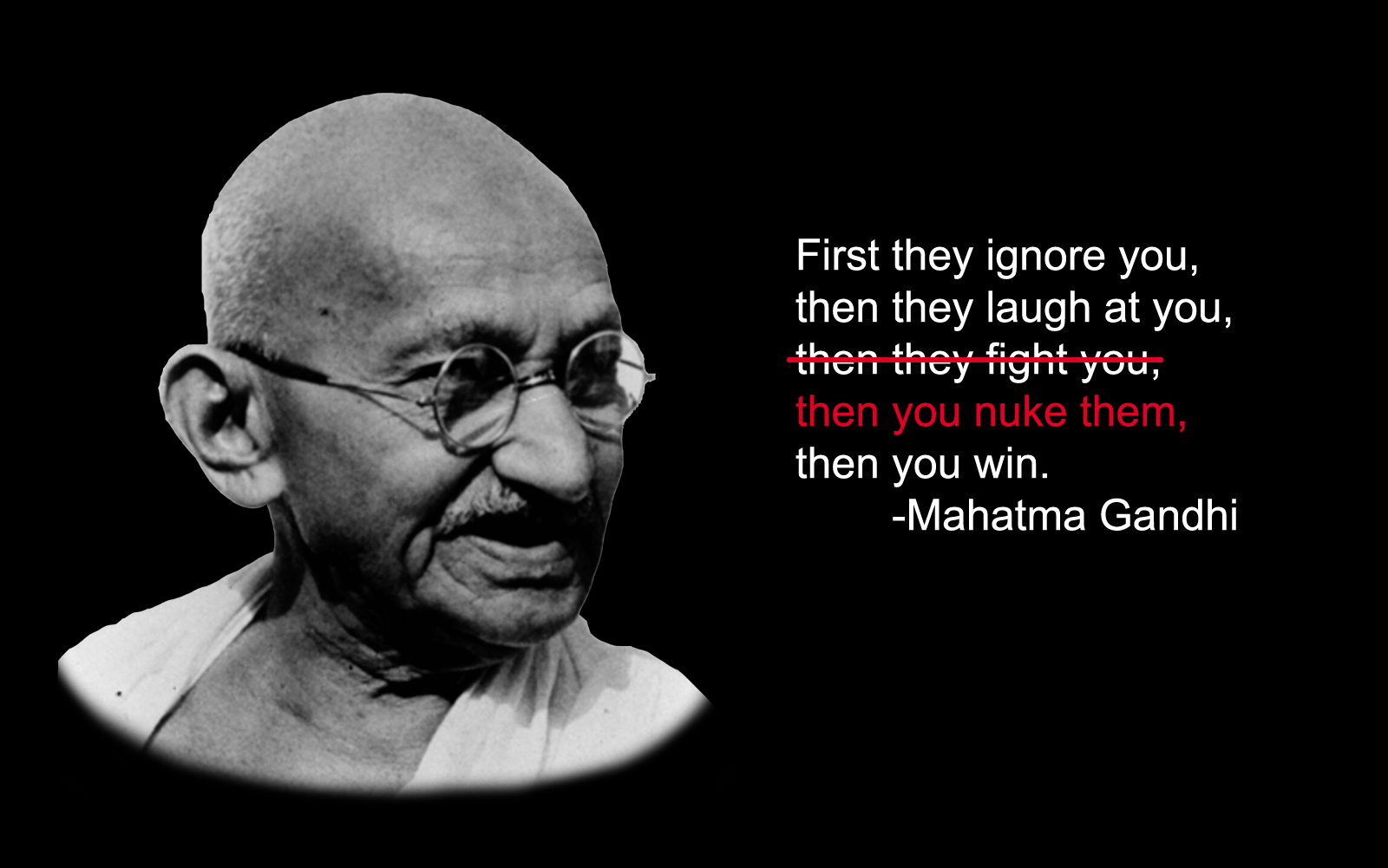 image of Gandhi with fake quote