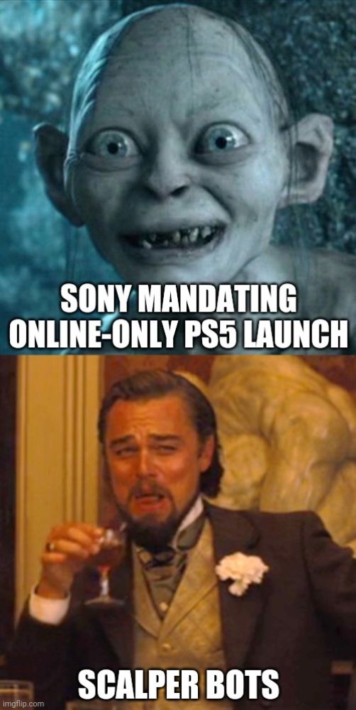 A funny meme about PS5 scalpers