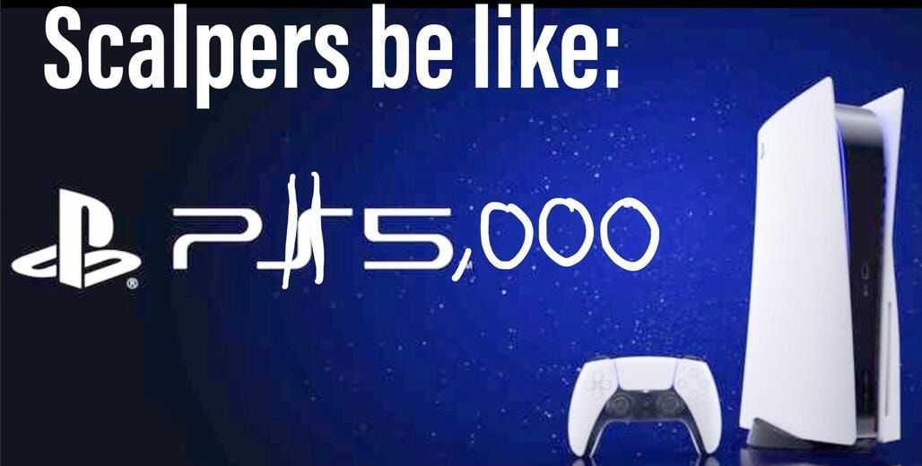 A meme about overpriced PS5s
