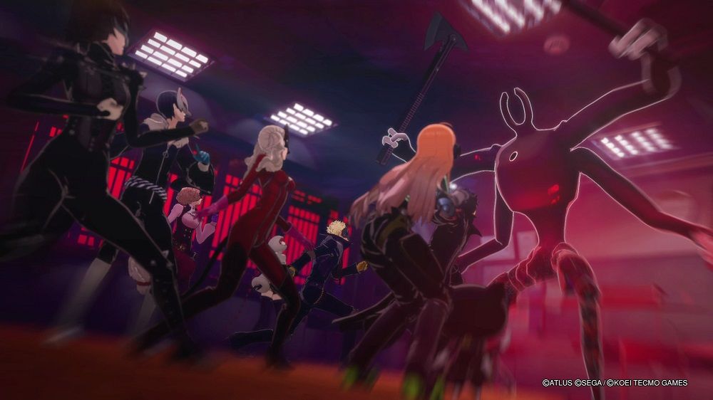 Persona 5 Strikers Phantom Thieves taking down a lock enemy