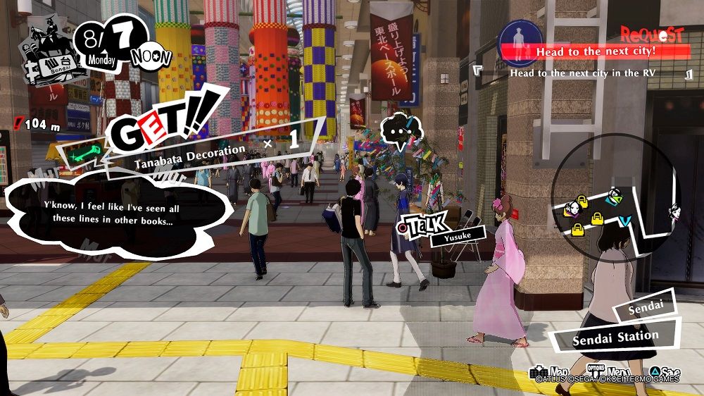 Persona 5 Strikers Yusuke giving Tanabata Decoration