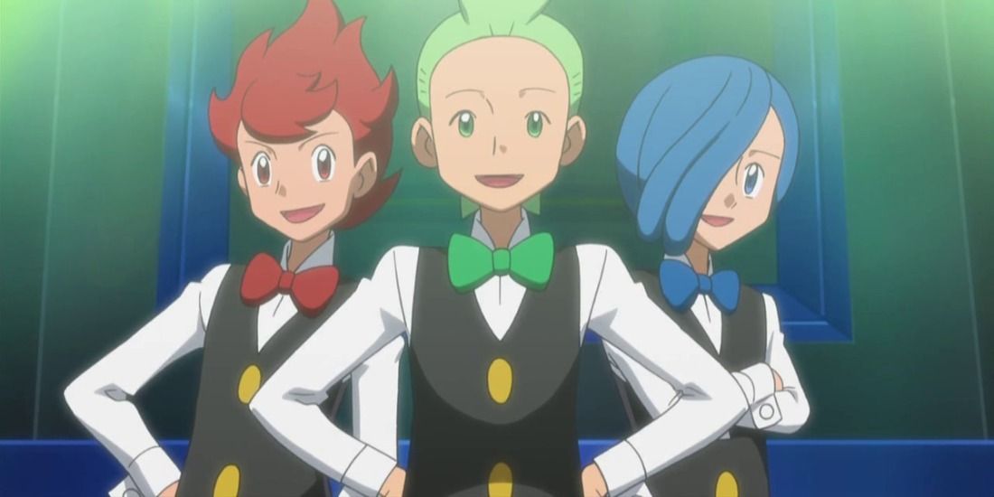 Cilan, Chili, and Cress from Pokemon Black & White's first Gym