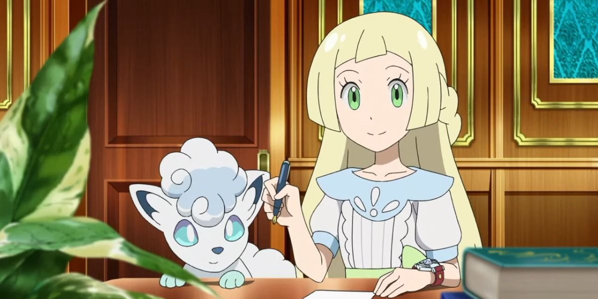 Screenshot of Lillie from the Pokemon anime