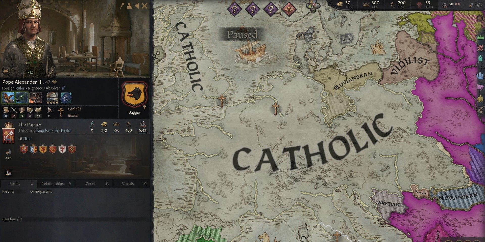 Pope and Map of Catholicism in Crusader Kings 3