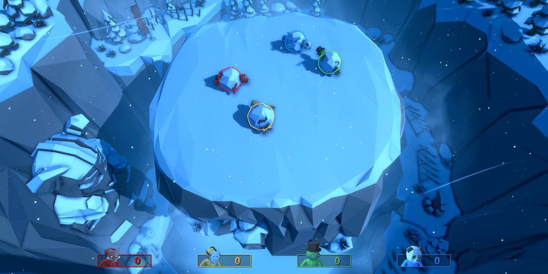 A snowball minigame with chaotic physics from Pummel Party