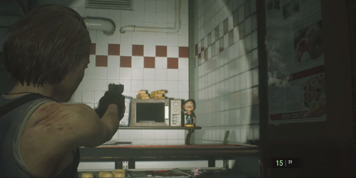 Resident Evil 3 Screenshot Of Charlie Doll In The Donut Shop