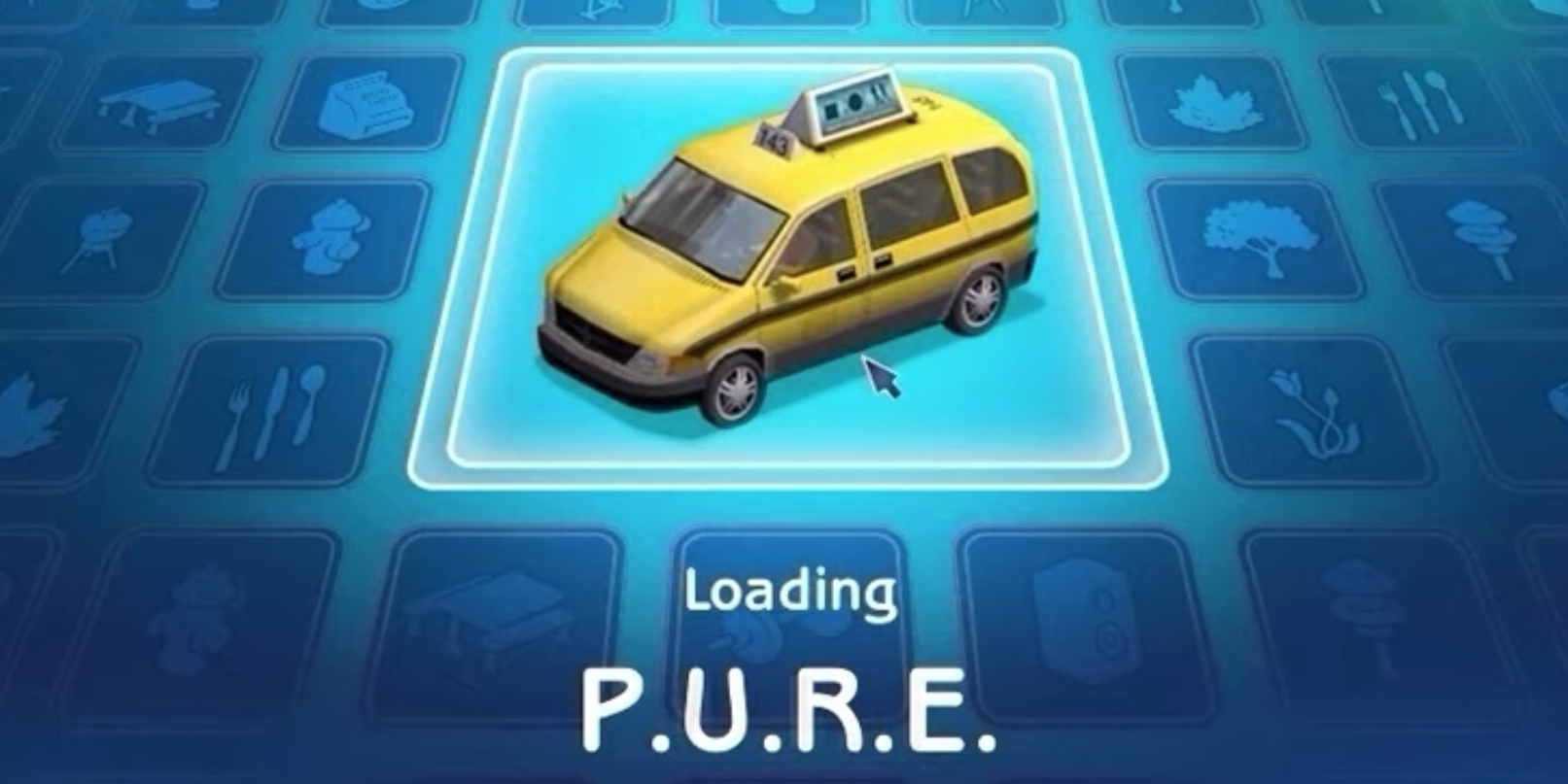A taxi going to PURE in The Sims 2 (loading screen)
