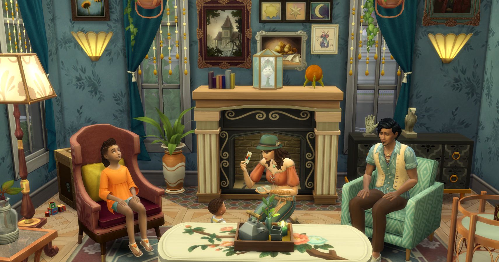 sims family chilling in doctor ashleys mansion