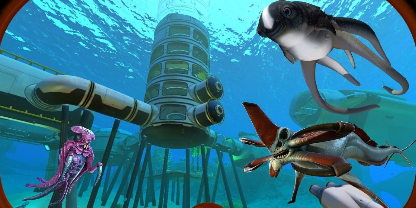 A wide variety of ocean life in Subnautica