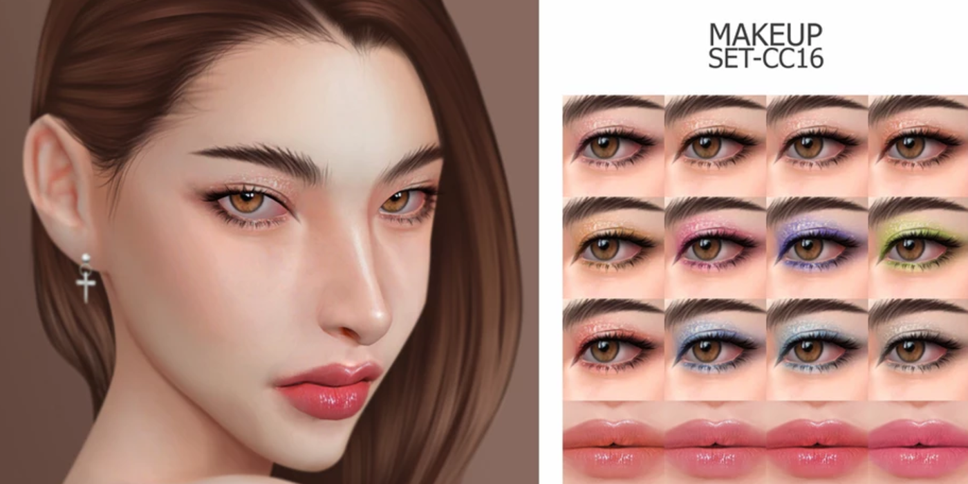 The Sims 4 GoppolsMe alpha CC makeup set