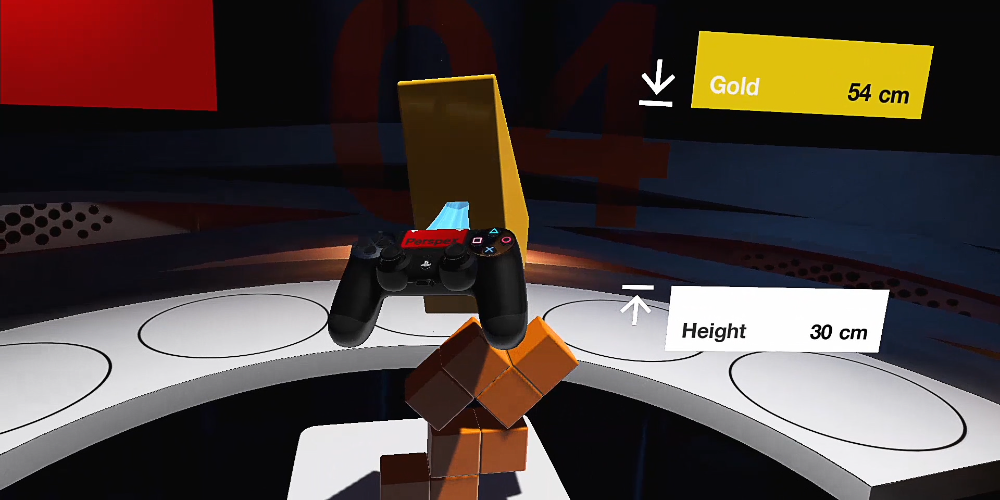Gameplay footage of the VR game "Tumble."