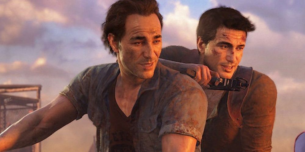 A screenshot from Uncharted 4, featuring the Drake brothers