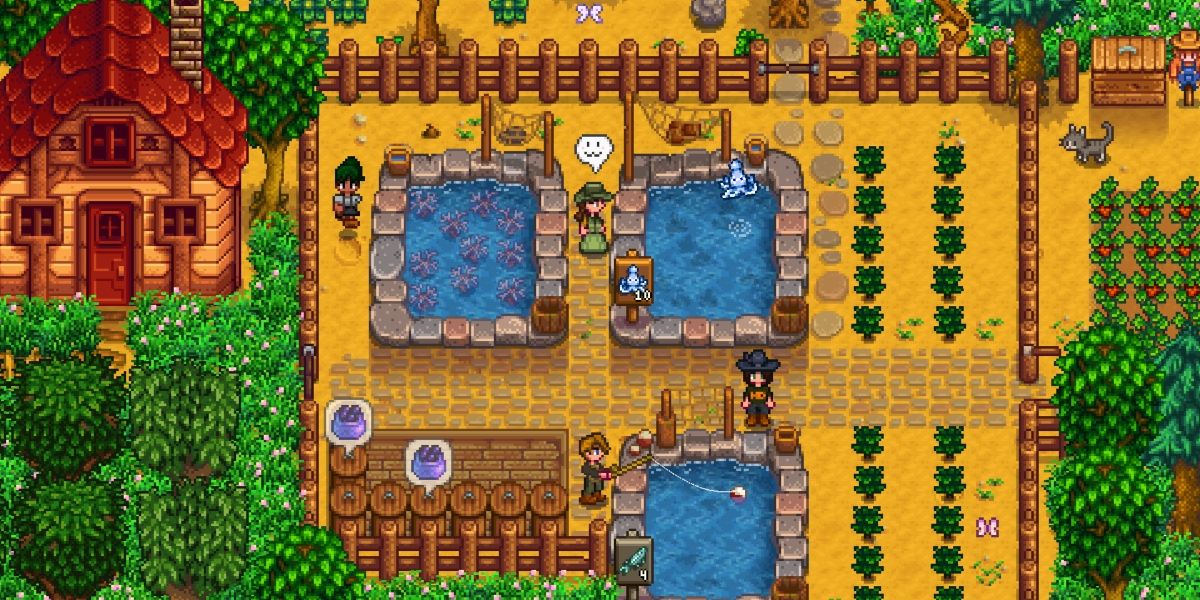 A view of different fish ponds in the game