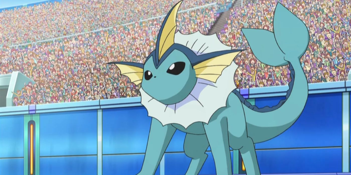 Virgil's Vaporeon entering the battle in the Pokemon Black And White Anime