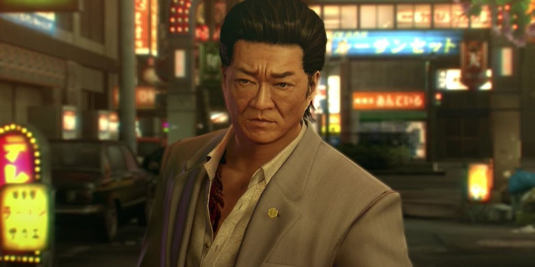 Daisuke in Yakuza with his tattoos barely peeking out from his shirt