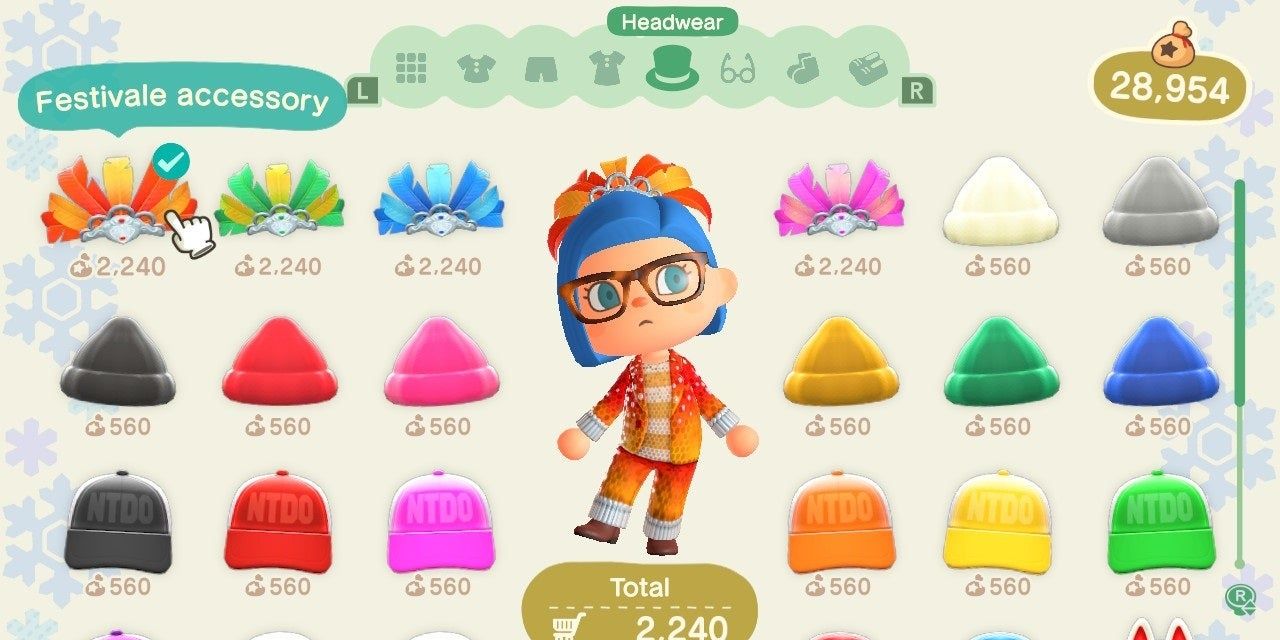 screenshot of player selecting and trying on the festivale accessory in the clothing shop