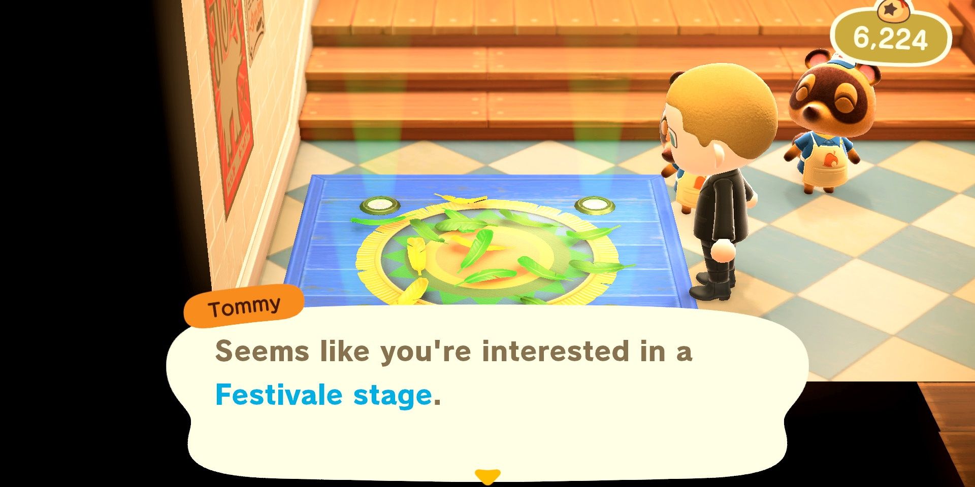 screenshot of player seeing the festivale stage item in Nook's Cranny