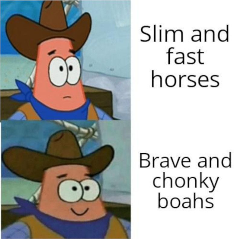 patrick from spongebob preferring big horses to slim ones